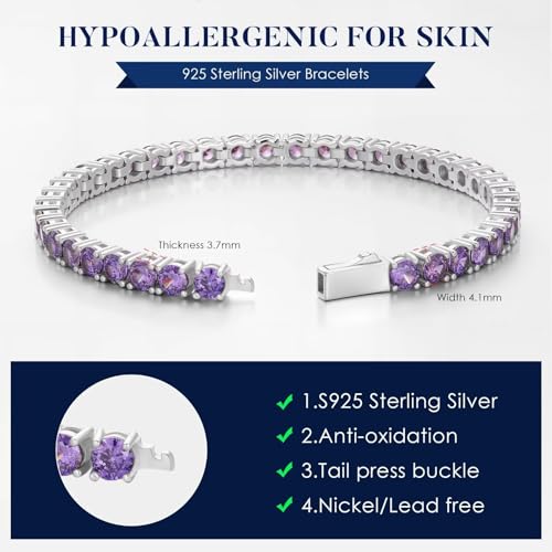 IEFIL Women's Garnet Tennis Bracelet – Elegant January Birthstone Jewelry in Sterling Silver, Adjustable 6.5" Size - Image 6