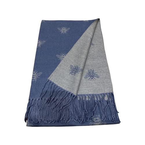 Écharpe bourdon contre le froid écharpe épaisse réversible bleu XL