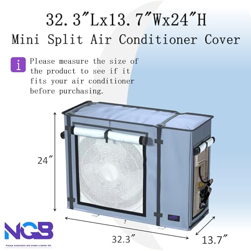 NGB Mini Split Cover for Air Conditioner Outdoor Units with 600D Waterproof Material, UV, Dust, Wind and Snow Resistant, Maximum Size 32.3Lx13.7Wx24H in, Can be Used While Running, Grey.
