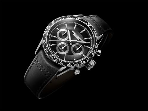 RAYMOND WEIL Freelancer Men's Automatic Watch, Chronograph, Black Ceramic Bezel, Black Dial, Stainless Steel Case, Genuine Black Leather Strap, 43.5mm (Model: 7741-SC1-20021)2