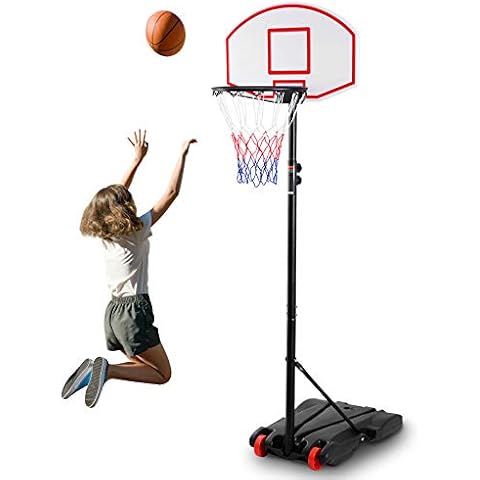 RELAX4LIFE Basketballständer höhenverstellbar 1,8-2 m, transportable Korbanlage mit Rädern, Basketballkorb mit Ständer, Basketballanlage PE-Rückwandhochfest, für Kinder und Erwachsene Cover
