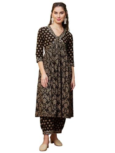 Image of Globus Women Kurta Set (3640961001 Brown S)