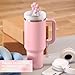 6 Pcs Set Compatible with Stanley Cup Accessories, 4 Pink Flower Straw Toppers Compatible with Stanley Straw Cover 9-10 mm, 2 Cute Flower Charms for Tumbler with Handle