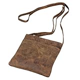 Maße leer (BxHxT): ca. 16 x 18 x 2 cm | Kleine Umhängetasche Leder für Damen | Vintage Design | Verstellbarer Schulterriemen (75 - 150 cm)