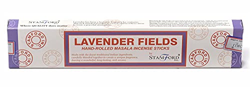 Giftbrit(Pack Of 12X15 Sticks)Stamford Organic Lavender Fields Masala Incense Sticks|Natural Compound Aromatic Fragrance|Ideal For Meditation,Spiritual Healing,Prayers,Positivity,Aromatherapy Gift Set #TOP3