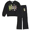 Wicked Little Girls Fleece Pullover Sweatshirt and Flare Leggings Outfit Set Black 7-8