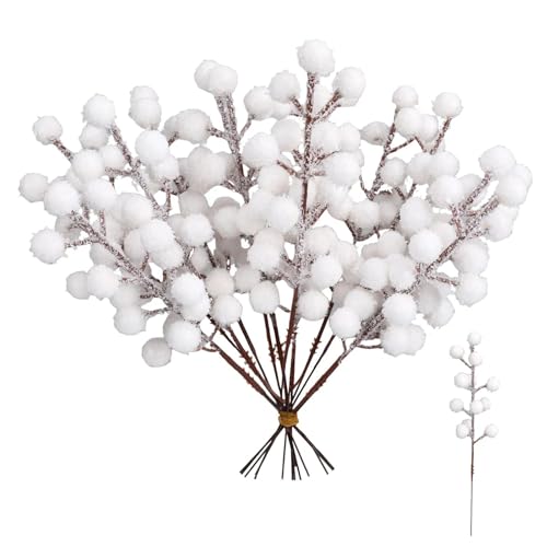 Jaarssho 20 Stück Weiß Beeren Deko Weihnachten,Beerenzweig Künstlich,Gefälschte Zweige Stechpalme Deko 22 cm Länge, Leuchtende Farben,Dekoration für Weihnachten,Hochzeit,Handwerk und Heimornamente Jaarssho 20 Stück Weiß Beeren Deko Weihnachten,Beerenzweig Künstlich,Gefälschte Zweige Stechpalme Deko 22 cm Länge, Leuchtende Farben,Dekoration für Weihnachten,Hochzeit,Handwerk und Heimornamente