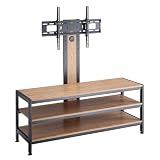 pro.tec TV Ständer Stockholm mit Fernsehtisch TV Halterung bis zu 70 Zoll Fernseher Halterung höhenverstellbar neigbar max. VESA 600 x 400 mm bis 40 kg Schwarz/Eicheoptik