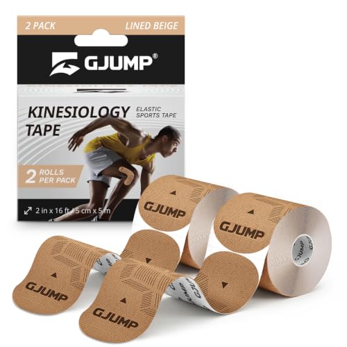 Image of Kinesiology Tape, 40 Count Precut Strips 2 Rolls Original Cotton Tape | Elastic Athletic Tape for Muscle Strain Relief & Joint Support, Latex Free Kinetic Tape, Waterproof & Breathable Sports Tape
