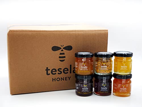Tesela Natura - Carton de 40 boites de miel de 50 grammes et de pollen de 20 grammes. Cadeaux pour les invités, détails du mariage, produicts du baptême, détails de la communion Cover