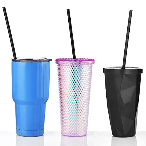 Alink 13 Inch Extra Long Reusable Plastic Black Straws, 12-Pack Tumbler Straws For 1 Gallon, 64 Oz 40 Oz 32 Oz Water Bottles, Pack Of 12 With Cleaning Brush #TOP5