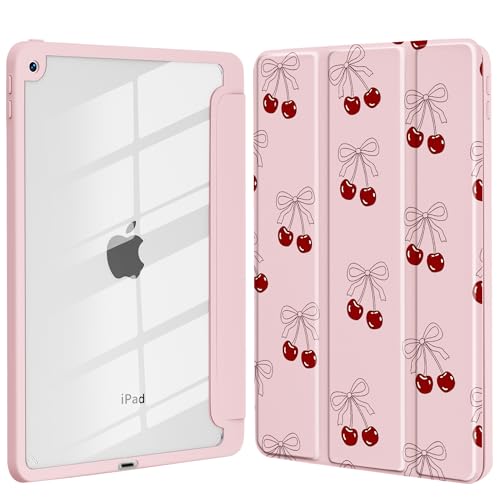 Coque iPad 9 10.2 rigide antichoc transparente avec support violette fille