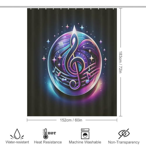 Rideau de douche note musicale lavable en machine 152x183 cm