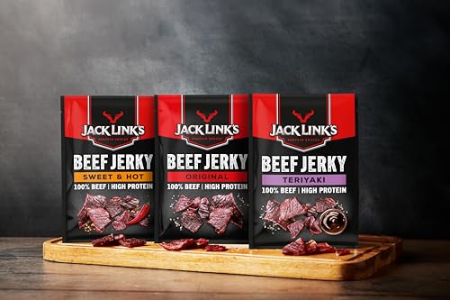 Jack Links Beef Jerky Mixed Case Variety Pack, x4 Sweet and Hot, x4 Teriyaki, x4 Original, Perfect Post Gym Meat Snack