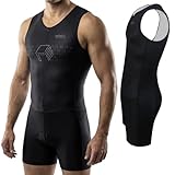 Mighty Engineering Trisuit, Triathlon Anzug, Triathlonanzug, Schwarz, Ärmellos, ultra schnell und power Optik, für Training, Sprint und olympische Distanzen (XL)