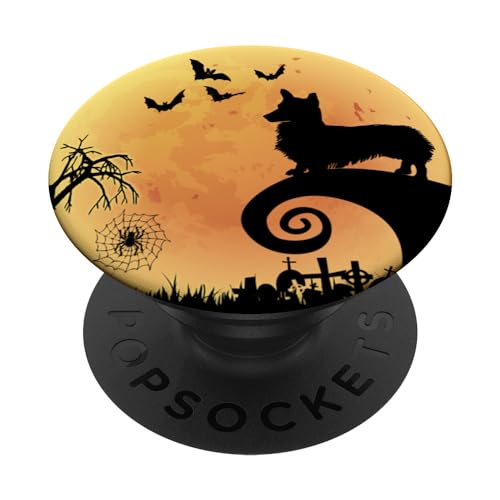 Corgi Dog And Moon Funny Scary Halloween Costume PopSockets PopGrip Intercambiabile
