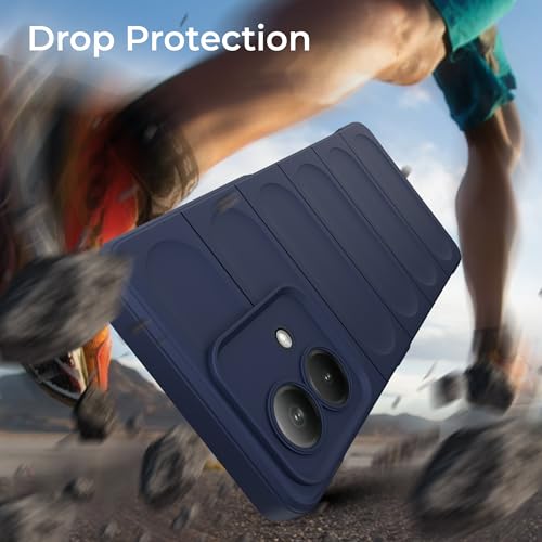 Image of A rtistque Liquid Silicone Stripes Back Cover Case for Motorola G84 5G | with Camera Protection | with Inner Fabric | Anti Slip Grip | AirBag Case - Blue