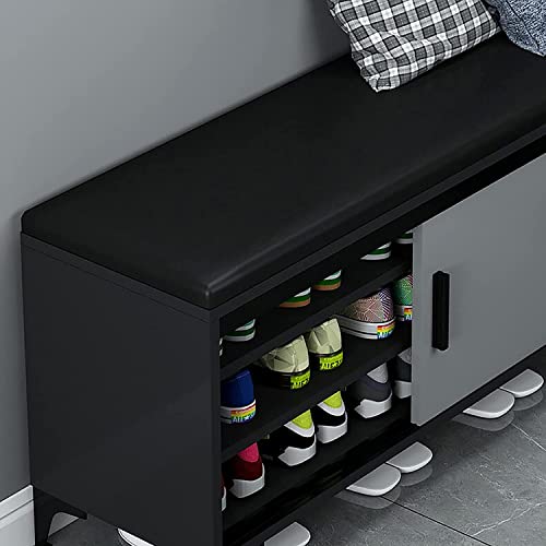 Banco de Entrada, Banco de Zapatos para Sala de Estar, Taburete para Zapatos con Puerta corredera, gabinete de Almacenamiento de Zapatos para el hogar Integrado con Organizador de