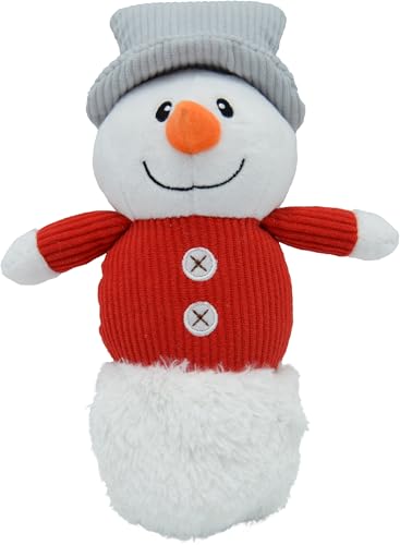 Flamingo Hundespielzeug – WEIHNACHTSSPIELZEUG – Chayao Schneemann Mehrfarbig – 24 cm – Plüschspielzeug mit Quietscher – Festliches Design