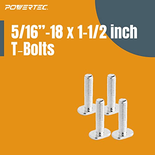 Powertec 71483 T-Track Knob Kit W/ 7-Star 5/16 Threaded Knob, Bolts And Washers For Woodworking Jigs And Fixtures – Set Of 4 #TOP3