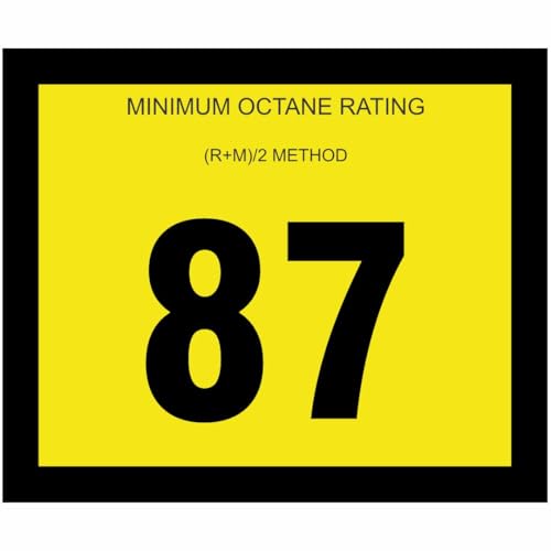 Standard 87 Octane Rating Label – Durable Lexan Film –