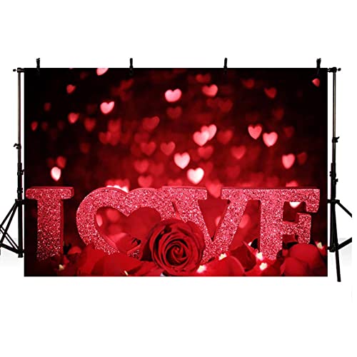 Valentinstag Fotografie Hintergrund Rote Rose Blume Glitzer Liebe Bokeh Baby Shower Hintergrund Fotostudio Vinyl 2,1 x 1…