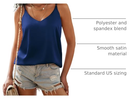 Image of Ekouaer Womens 2-Pack Silk Satin Camisole Tank Top V Neck Sexy Cross Back Spaghetti Strap Cami Sleeveless Lounge Tops S-XXL