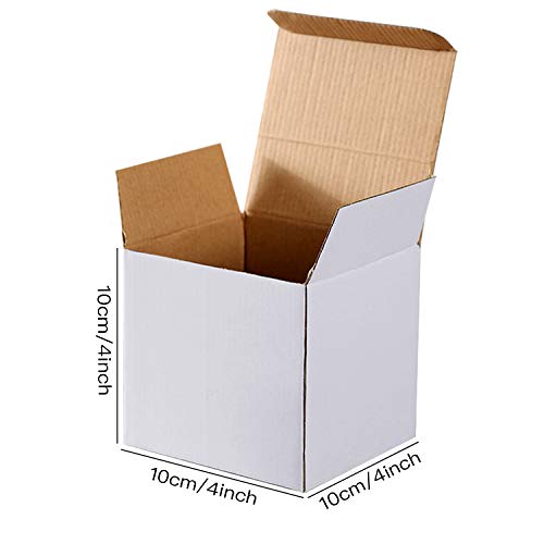Lainrrew 12 Pcs Shipping Boxes, 4X4X4Inches White Kraft Corrugated Cardboard Boxes Small Mailing Boxes Recyclable Cardboard Box Cube For Shipping And Packing (4X4X4") #TOP5