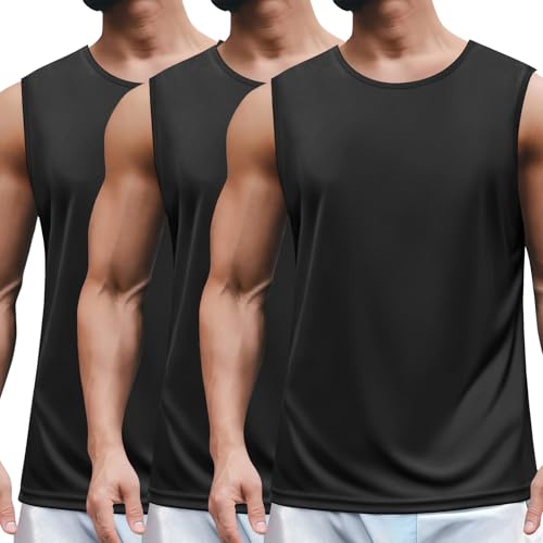 COOFANDY Mens 2 Pack Workout Tank Top UPF 50+ Quick Dry Sleeveless Swim Shirt Gym Muscle Athletic Summer Beach T Shirts