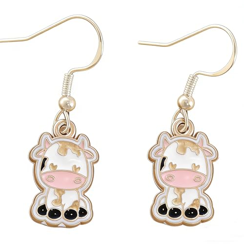 Cow Themed Gifts for Women Cow Lovers Adults Her Farmers Birthday Jewelry Cute Dangle Cow Earrings