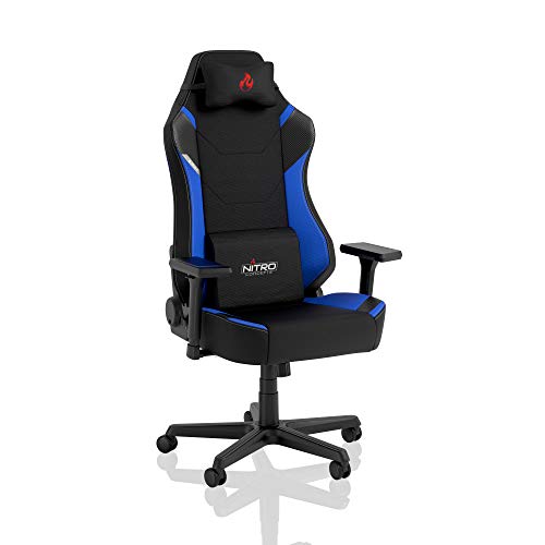 NITRO CONCEPTS X1000 Gaming Chair, Chaise de Bureau Ergonomique Chaise de Bureau, Siege Gamer, Fauteuil Relax, Fauteuil Gamer, Housse en Tissu, Capacité de Charge 135...