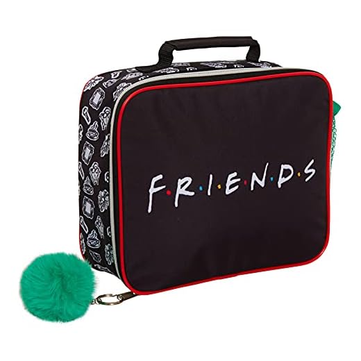 Friends Bolsa de almuerzo para niños + adultos lonchera para el trabajo Niñas Bolsa térmica para el almuerzo escolar, Black, Talla única, Fiambrera