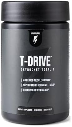 InnoSupps : T-Drive | Testosterone Booster | Amplify Muscle Growth | KSM-66 Ashwagandha, Boron, Fenugreek | 90 Capsules