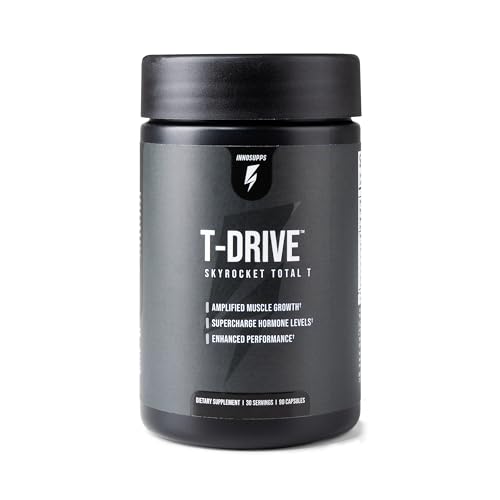 InnoSupps : T-Drive | Testosterone Booster | Amplify Muscle Growth | KSM-66 Ashwagandha, Boron, Fenugreek | 90 Capsules