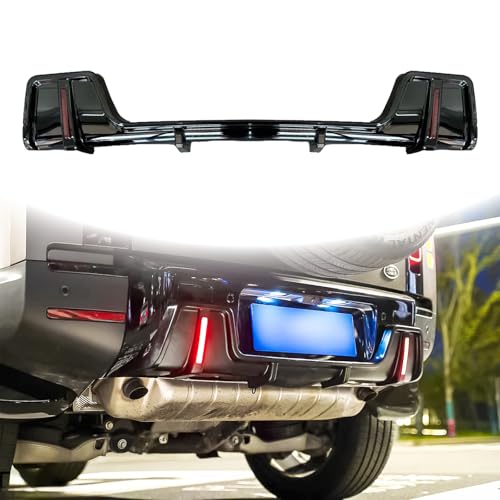 KETAI Rock Style Rear Bumper Lip Diffuser with Light Compatible with Land Rover Defender 90 110 130 2020+ Rear Bumper Lip Diffuser with LED Light ABS Gloss Black
