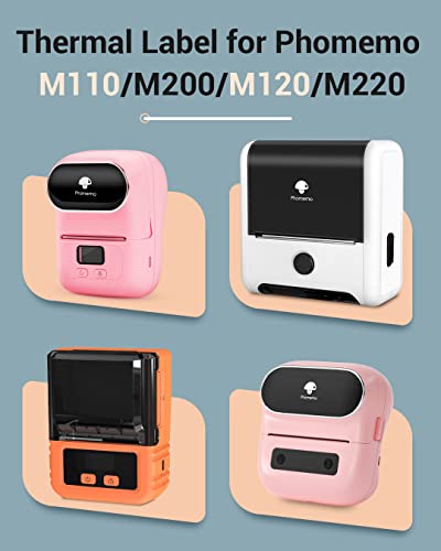 Image of Phomemo M110 /M110S /M120 /M200 /M220 Sticker Labels- 1.57 inchx1.18 inch(40x30mm) Black on Pink, Khaki and Blue Label for Small Business, Home, Office, 230 Labels /Roll (Pack of 2)