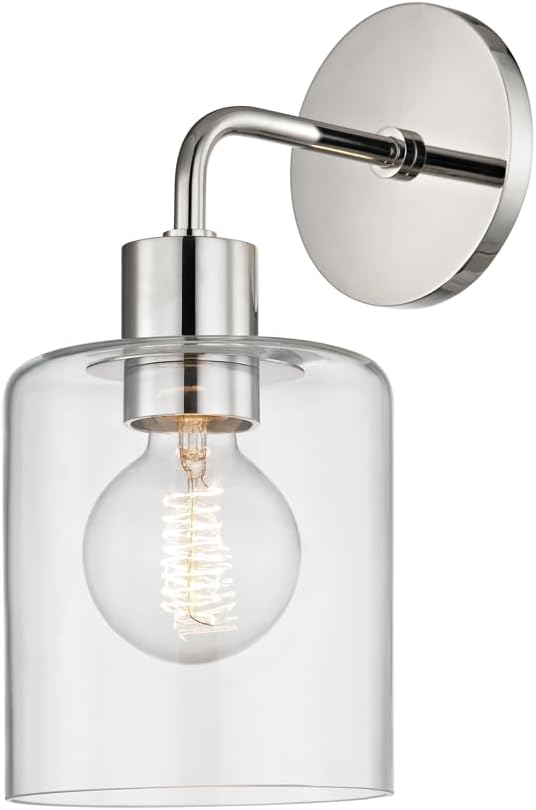 Mitzi H108101-PN Neko 1-Light Wall Sconce - Silver Finish - Clear Glass