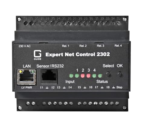 GUDE 2302-1 EPC NET 4X RelaisOut, 8X SignalIn, 1 Sensorport, Hutschiene (DIN Rail)