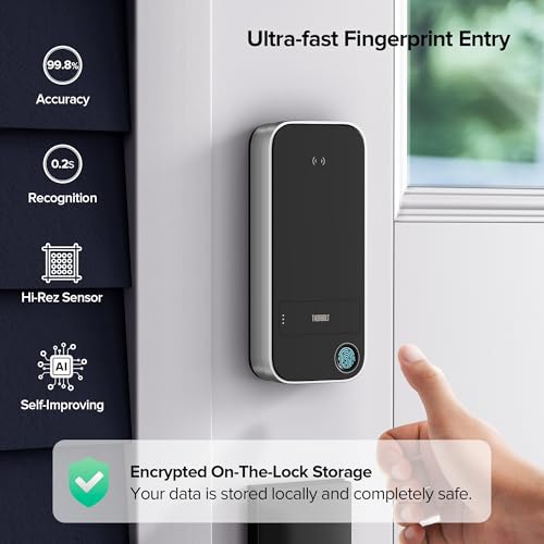 Image of ThorBolt X1 Apple Home Key Tap to Unlock, iOS ONLY Fingerprint Keyless Entry HomeKit Door Lock, Keypad Deadbolt Lock Works with HomeKit Over Thread (Border Router Required), IP65 Weatherproof, Silver