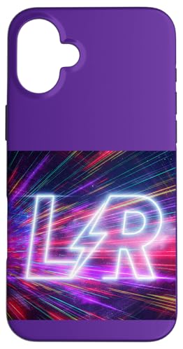 LR Lightning Lettermark ? Retro Synthwave Typography Art �X�}�z�P�[�X iPhone 16 Plus �p