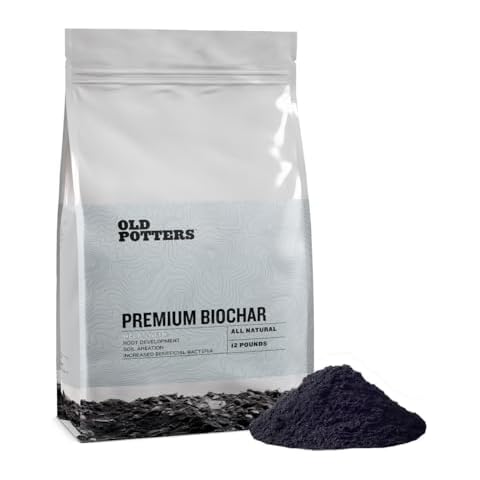 Old Potters Premium Biochar Soil Enhancer – 100% Organic Charcoal Amendment for Improved Soil Health and Plant Growth, 20 lbs. Cover