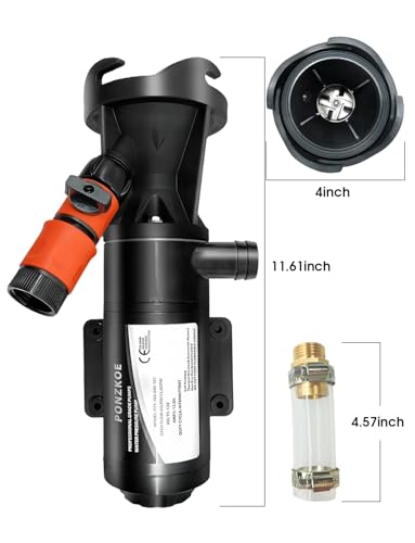 Image of RV Macerator Pump 12V - 12GPM 12A Macerator Pump for RV, Quick-Release Waste Pumps Macerating Kit with Hoses & Clamps, RVs Sewer Sewage Pumps with Durable Blades for Toliet Boat Yacht Kitchen Marine
