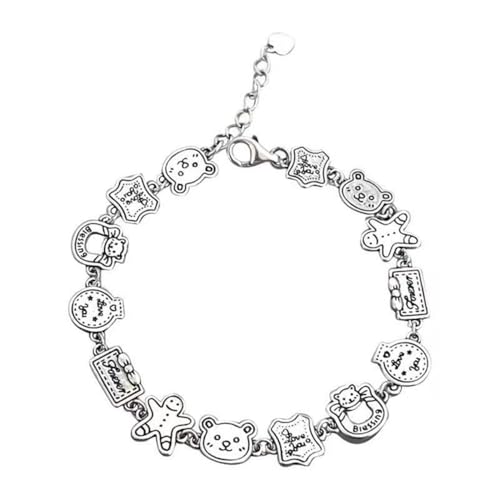 FDEETY Pulsera Infantil Dibujos Animados Osito Estrella Plata Ajustable Joyería Niños Accesorios moda Juvenil Brazalete Decorativo