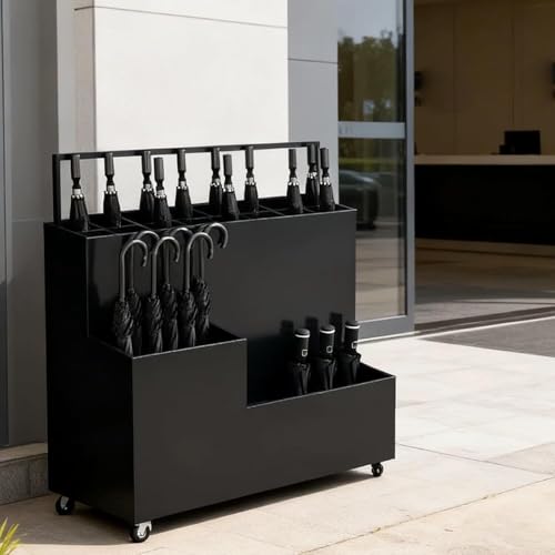 Porte-parapluies multi-compartiments durable avec bac de récupération - 2