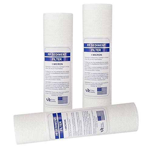 KiBcsLic 3 Piezas Cartucho de Sedimentos Repuesto para Filtro Polipropileno Universal Usado para Purificación de Agua Adecuado para Filtración en Hogar, 5 micras, tal como se describe