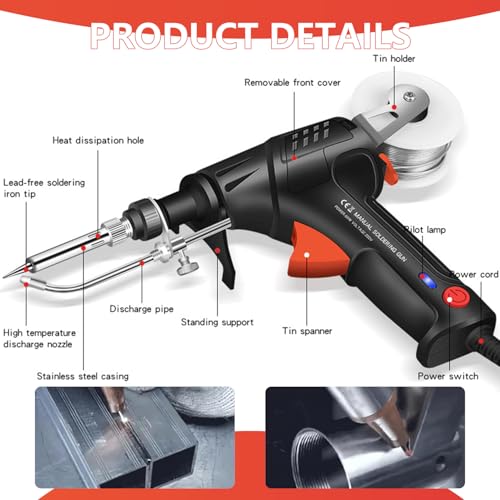 Ayyecoeeye Welder Five-piece set, Versatile Manual Soldering Gun, Internally Heated Industrial Welding Tools, Comes with Solder Wire Rolls, Stand and Accessories (Black)