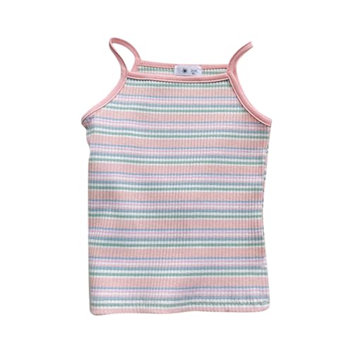 Girls Basic Sleeveless Striped Tank Tops Spaghetti Strap Ribbed Knit Shirts Summer Color Block Aesthetic Casual Trendy Tops