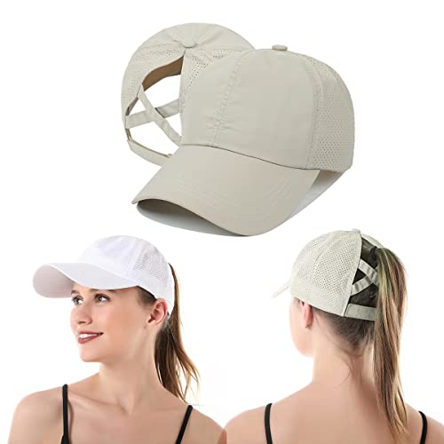 Chulian Womens Criss Cross Ponytail Baseball Cap,Hats For Women Baseball Cap,Quick Drying Mesh Hat #TOP2