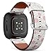 CJBROES Replacement Leather Watch Band, Compatible with Fitbit Versa 3 and Fitbit Sense of Wristband Bracelet Accessory - Floral Roses