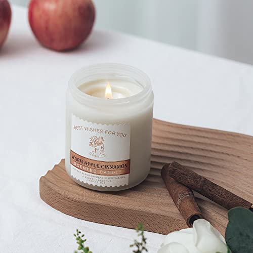 Scented Candles Gifts For Women, Cinnamon & Apple Candles For Home Decoration, Soy Wax Candles - 7 Oz 45 Hour Burn Time | Aromatherapy Candles Gifts For Valentines Day #TOP6